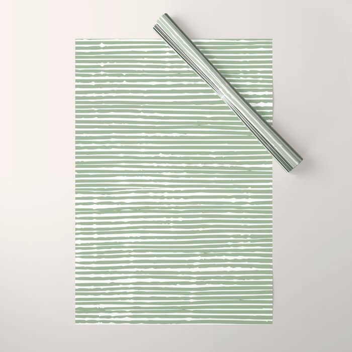 Abstract Stripes, Sage Green, Boho Wall Art Wrapping Paper