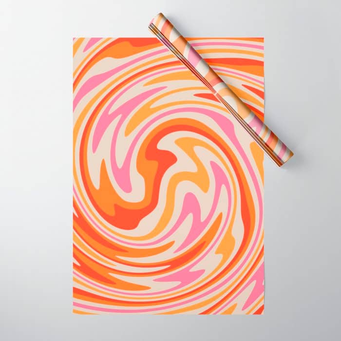 70s Retro Swirl Color Abstract Wrapping Paper