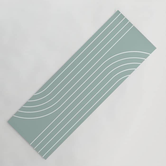 Minimal Line Curvature Vii Sage Green Mid Century Modern Arch Abstract Yoga Mat