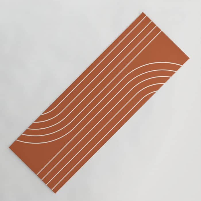 Minimal Line Curvature Ix Red Mid Century Modern Arch Abstract Yoga Mat