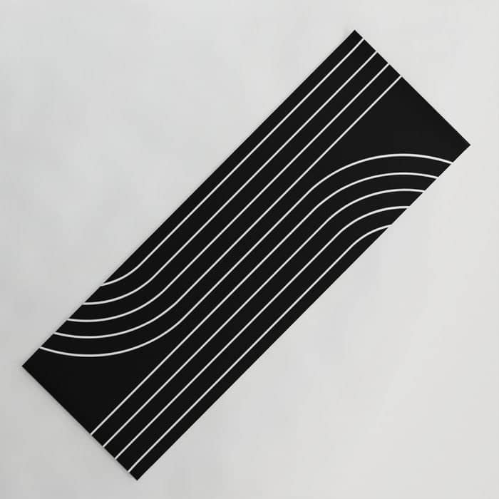 Minimal Line Curvature Ii Black And White Mid Century Modern Arch Abstract Yoga Mat