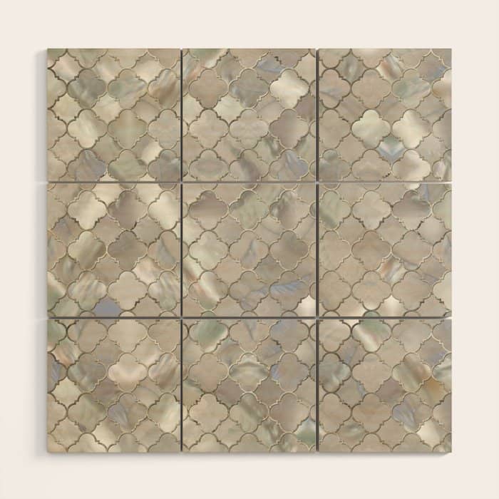 Quatrefoil Moroccan Pattern Mother Of Pearl Wood Wall Art