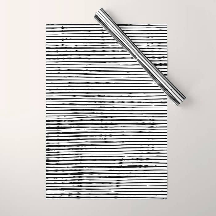 Rustic, Abstract Stripes Pattern, Black And White Wrapping Paper