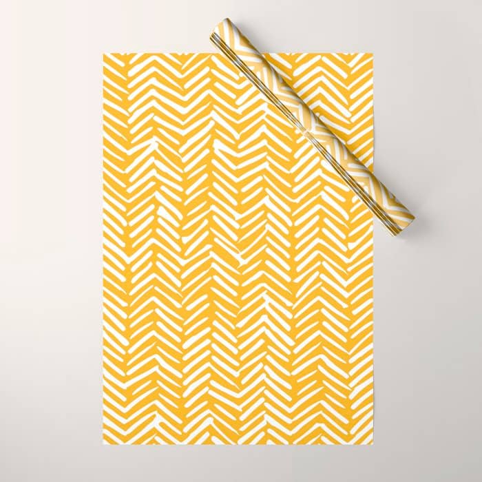 Boho Abstract Herringbone Pattern, Summer Yellow Wrapping Paper