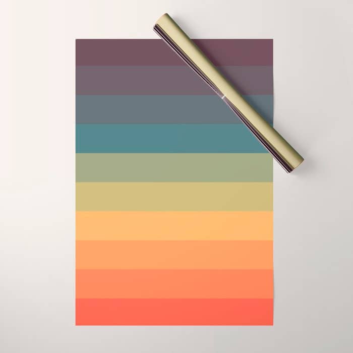 Colorful Retro Striped Rainbow Wrapping Paper