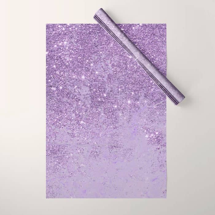 Modern Elegant Lavender Lilac Glitter Marble Wrapping Paper