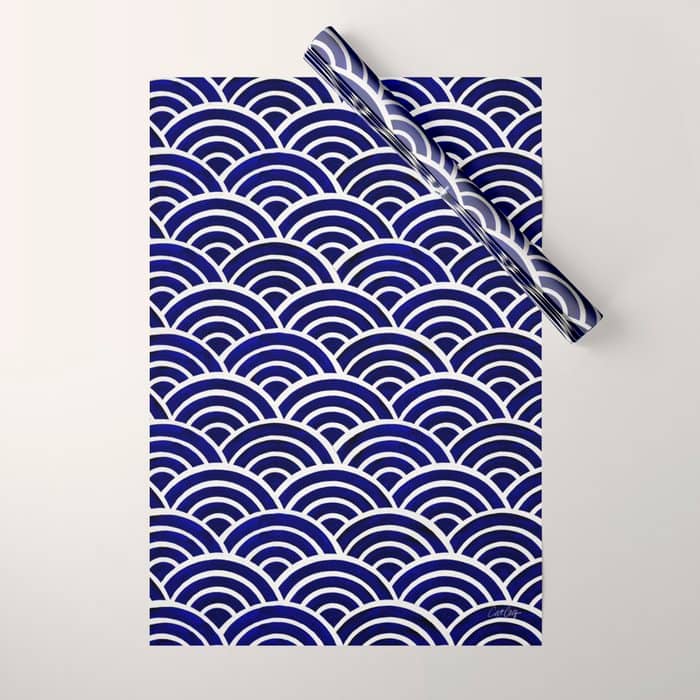 Japanese Seigaiha Wave - Navy Palette Wrapping Paper