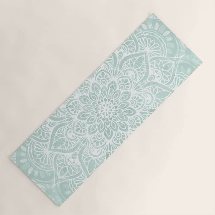 Mandala, Yoga, Love, Flower Of Life, Teal Green Yoga Mat