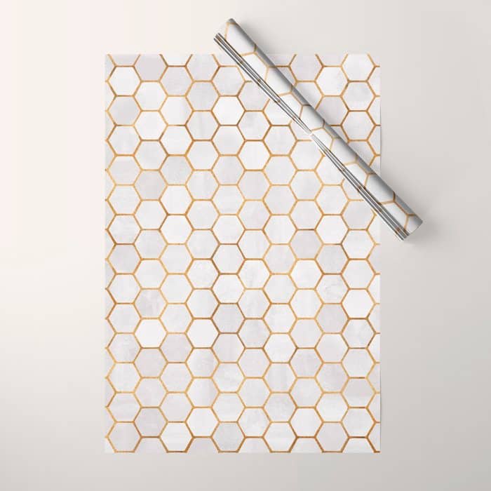Neutral Geometric Hexagon Pattern Wrapping Paper