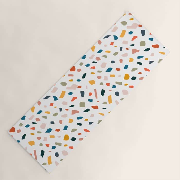 Terrazzo, Abstract Quirky Shapes Bohemian Modern Pattern Confetti Celebration Random Colorful Shapes Yoga Mat
