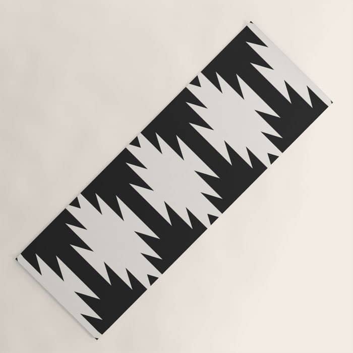 Geometric Southwestern Minimalism - Black And White Yoga Mat