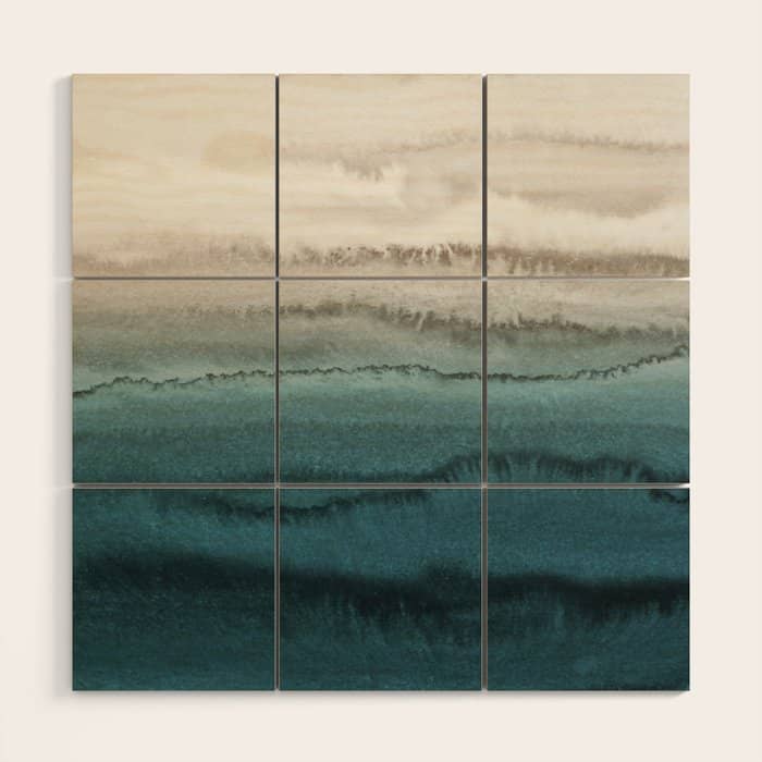 Within The Tides - Crashing Waves Teal Wood Wall Art