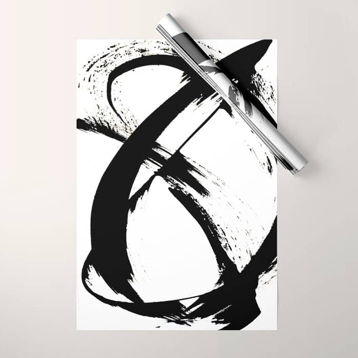 Brushstroke 7: A Minimal, Abstract, Black And White Piece Wrapping Paper
