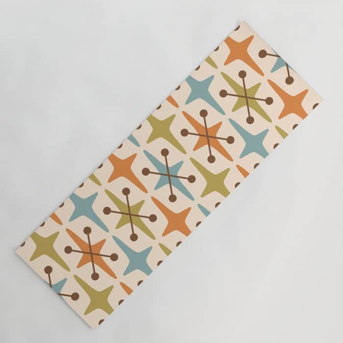 Mid Century Modern Googie Star Pattern Mid Mod Yoga Mat