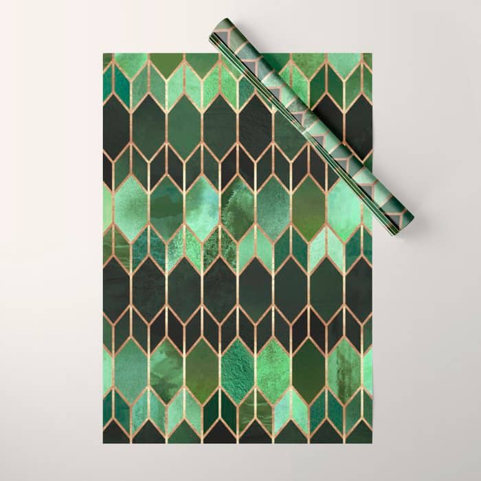 Stained Glass 5 - Forest Green Wrapping Paper
