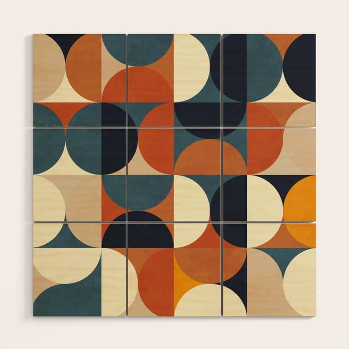 Mid Century Abstract Shapes Fall Winter 1 Wood Wall Art
