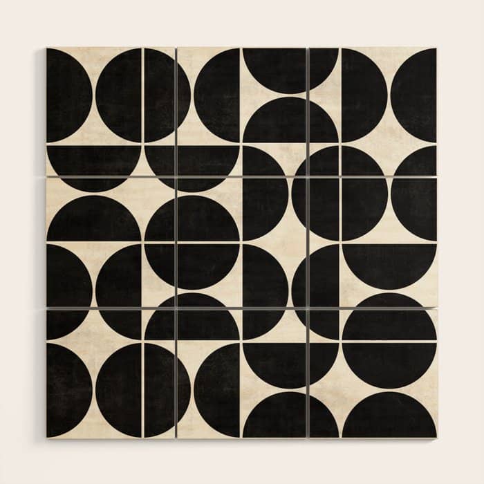 Mid-Century Modern Pattern No.3 - Black And White Wood Wall Art