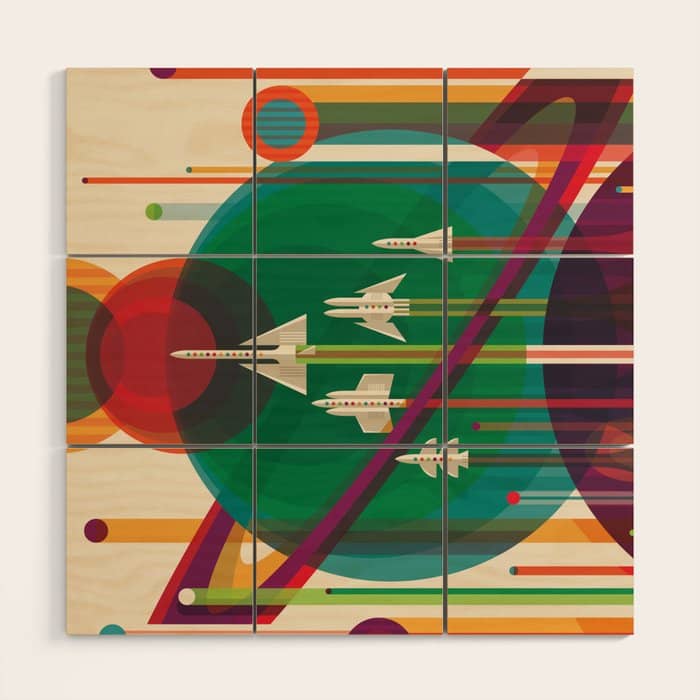 Nasa Retro Space Travel Poster The Grand Tour Wood Wall Art