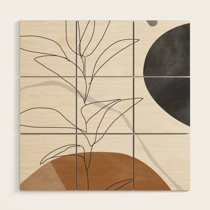 Abstract Art Minimal Plant Wood Wall Art