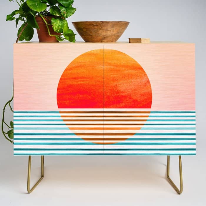 Minimalist Sunset Iii / Abstract Landscape Credenza