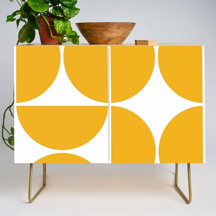 Mid Century Modern Yellow Square Credenza