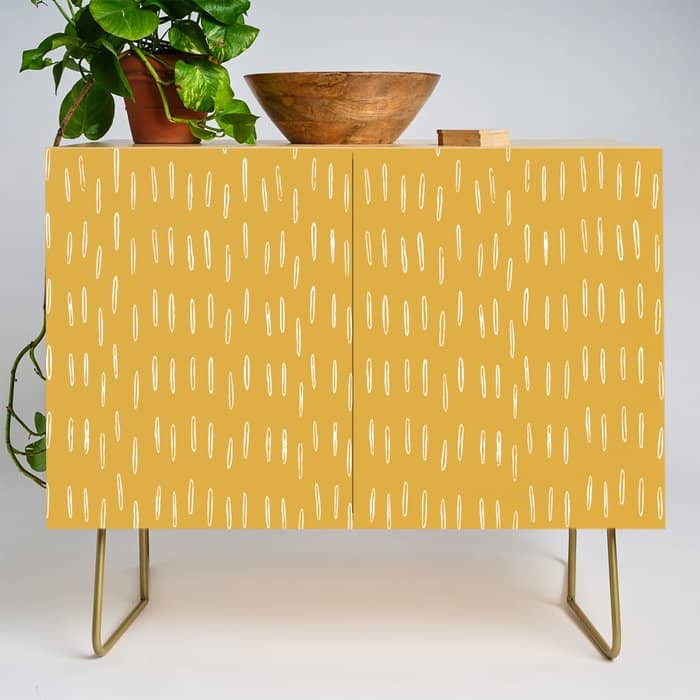 Raindrop Abstract Boho Pattern, Yellow Credenza