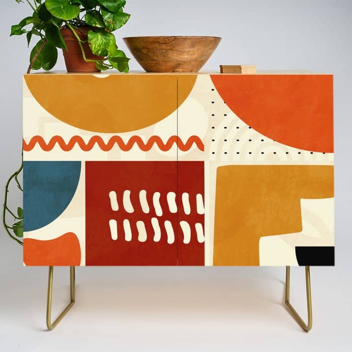Mid Century Shapes Geometric Abstract Color 2 Credenza