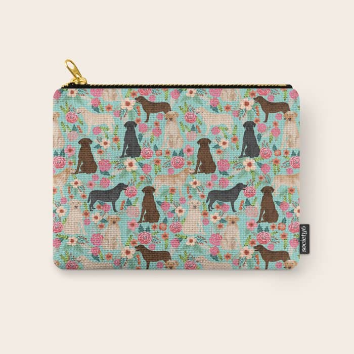 Labrador Retriever Dog Breed Floral Pattern For Dog Lover Chocolate Lab Golden Retriever Labradors Carry All Pouch