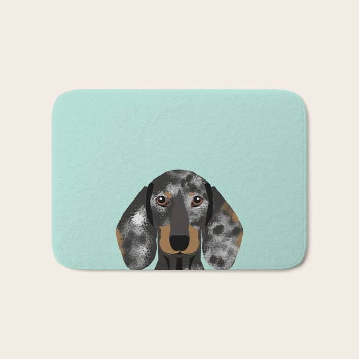 Doxie Dachshund Merle Dapple Dog Cute Must Have Dog Accessories Dog Gifts Cute Doxies Dachshunds Des Bath Mat