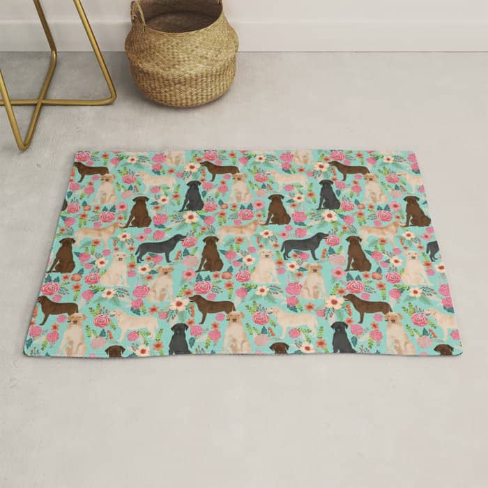 Labrador Retriever Dog Breed Floral Pattern For Dog Lover Chocolate Lab Golden Retriever Labradors Rug