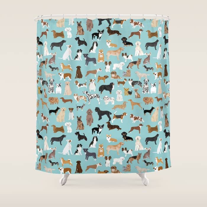Dogs Pattern Print Must Have Gifts For Dog Person Mint Dog Breeds Shower Curtain