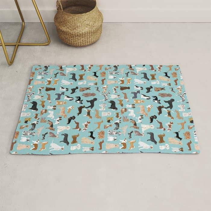 Dogs Pattern Print Must Have Gifts For Dog Person Mint Dog Breeds Rug