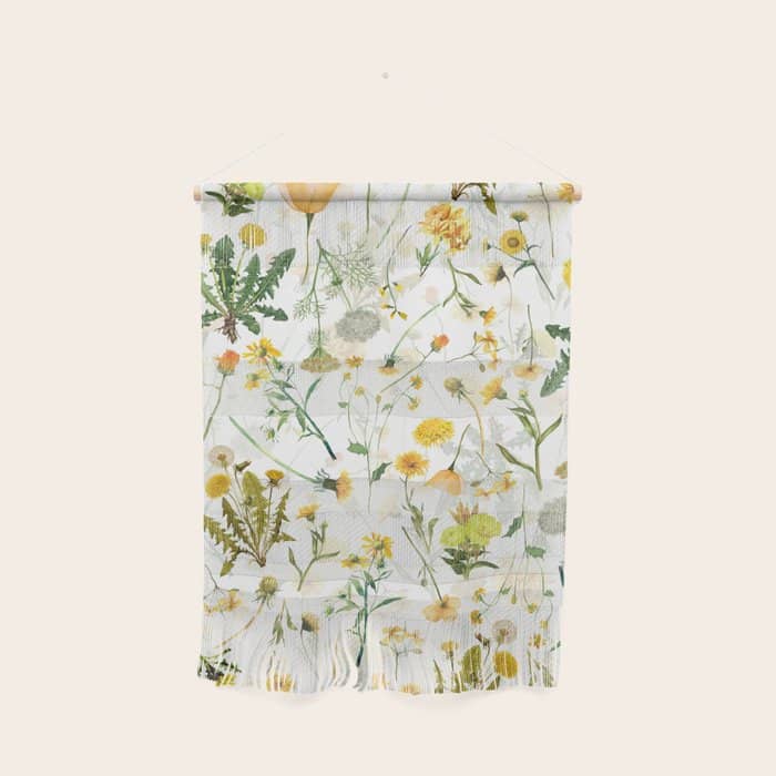Scandinavian Yellow Wildflowers Botanical Summer Meadow Wall Hanging