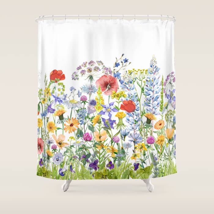 Colorful Midsummer Scandinavian Wildflowers Meadow  Shower Curtain