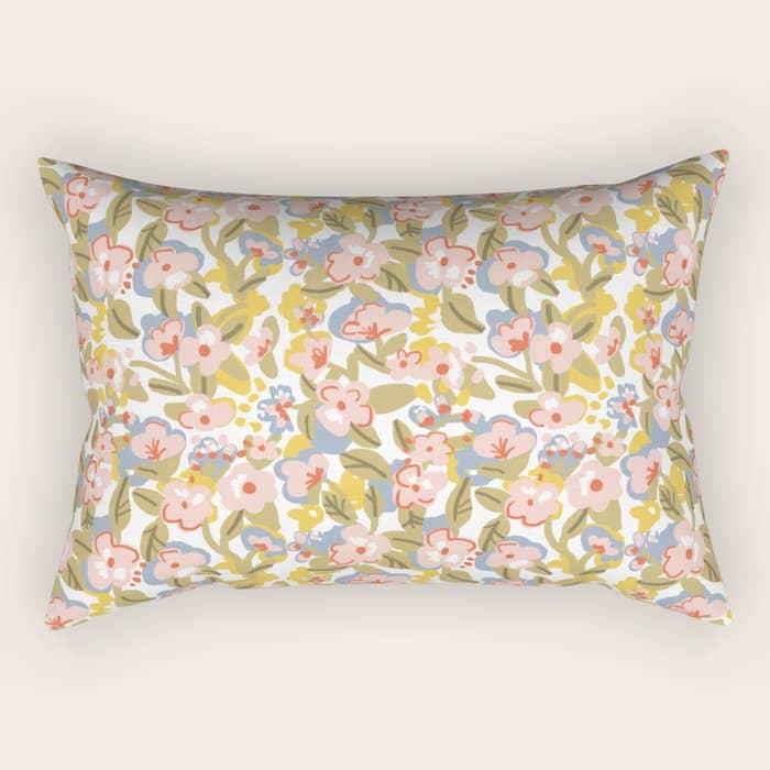 Colorful Flower Pattern Rectangular Pillow