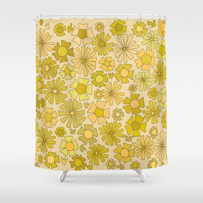 Flower Power // Retro Flower Pattern By Surfy Birdy Shower Curtain