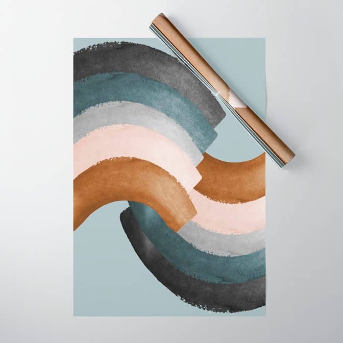 Brushstroke Rainbows - Teal Wrapping Paper