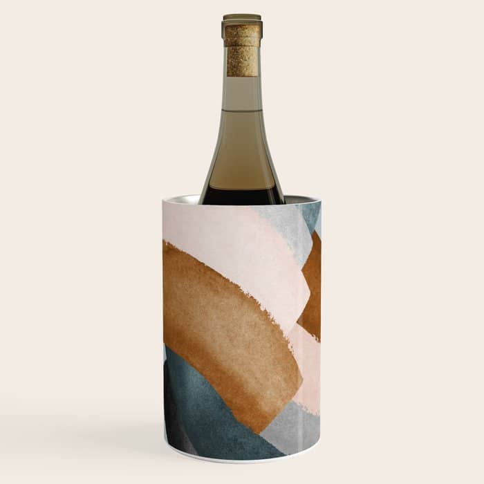 Brushstroke Rainbows - Teal Wine Chiller