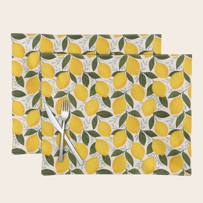 Mediterranean Summer Lemons Pattern Placemat