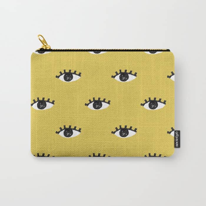 Inky Textured Eye Pattern - Olive Oil Carry All Pouch