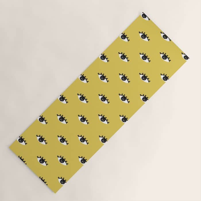 Inky Textured Eye Pattern - Olive Oil Yoga Mat