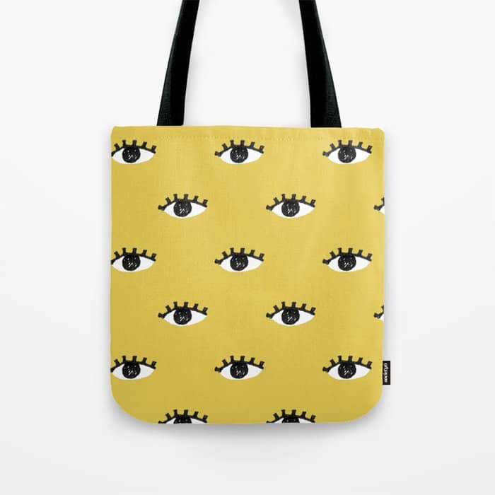 Inky Textured Eye Pattern - Olive Oil Tote Bag