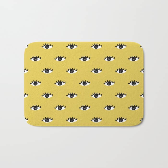 Inky Textured Eye Pattern - Olive Oil Bath Mat