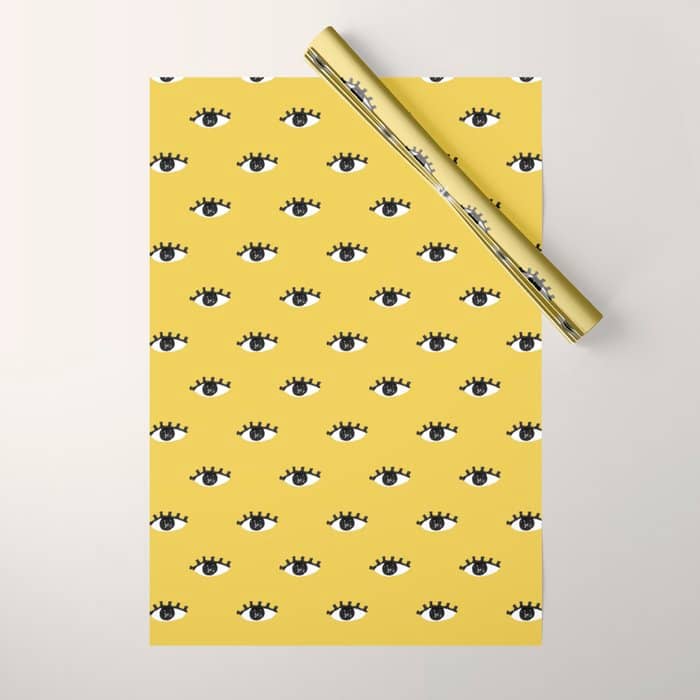Inky Textured Eye Pattern - Olive Oil Wrapping Paper