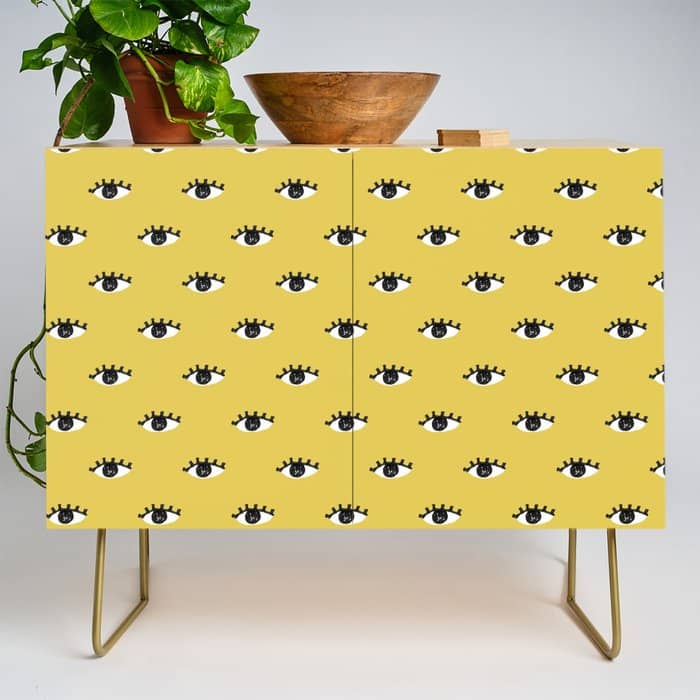 Inky Textured Eye Pattern - Olive Oil Credenza