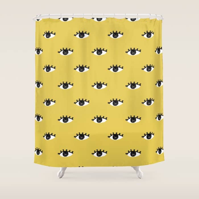 Inky Textured Eye Pattern - Olive Oil Shower Curtain
