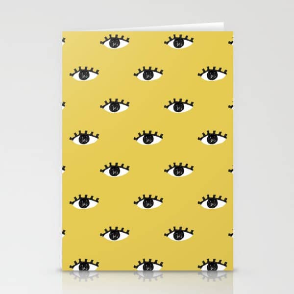 Inky Textured Eye Pattern - Olive Oil Stationery Card