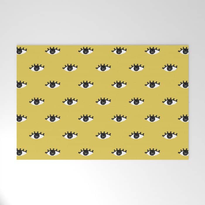 Inky Textured Eye Pattern - Olive Oil Welcome Mat