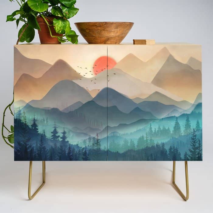 Wilderness Becomes Alive At Night Credenza