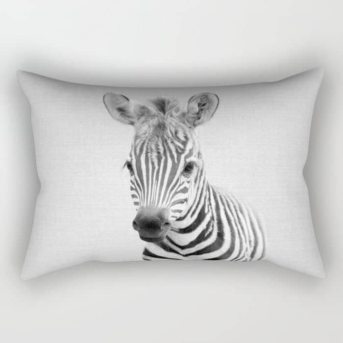 Baby Zebra - Black & White Rectangular Pillow